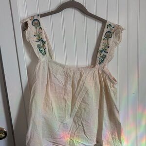 Madewell Embroidered ruffle sleeve peasant blouse 2X